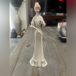 Galos Porcelain Spain Statue Edwardian Lady w/ fan In Hand